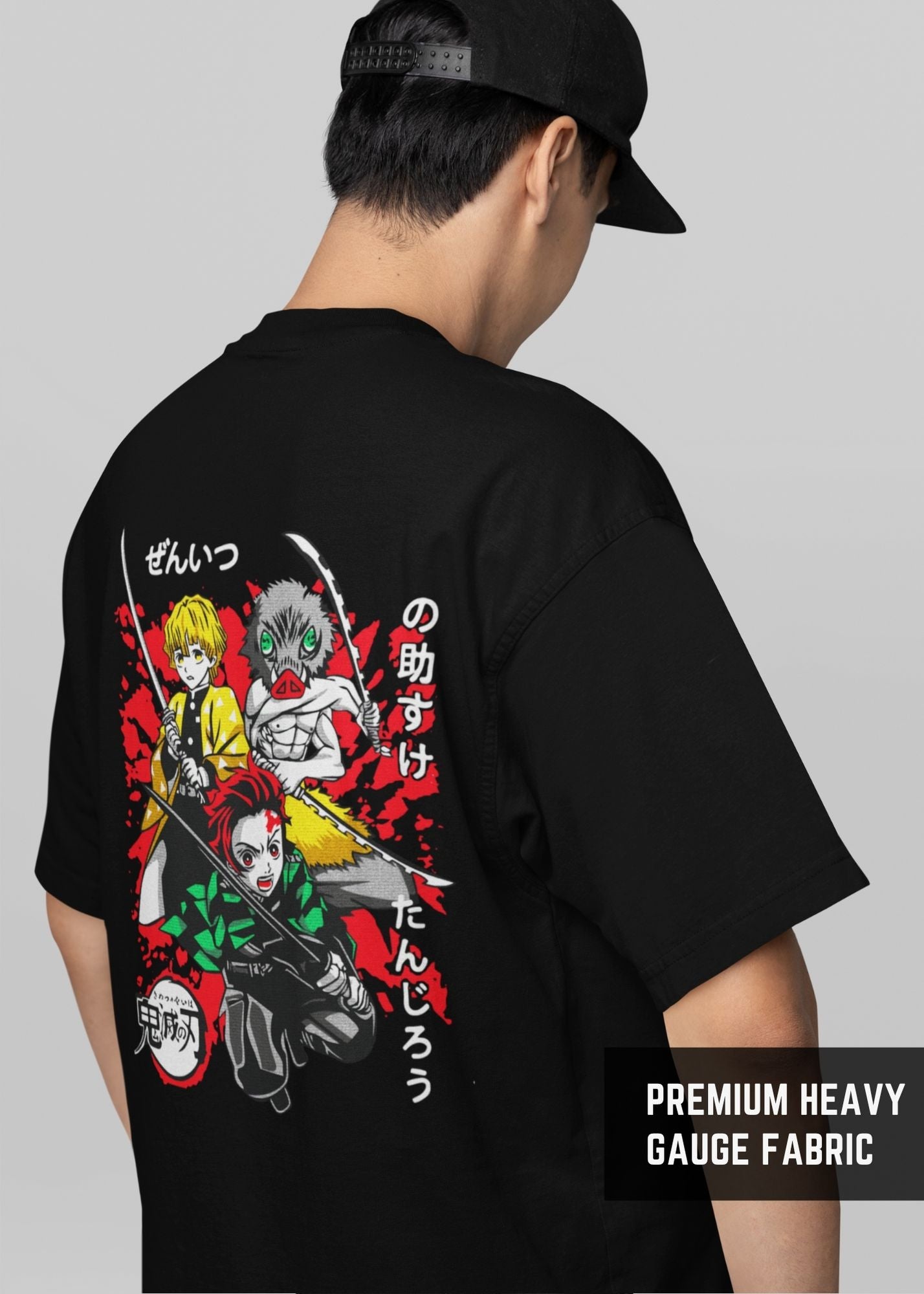 Demon Slayer Graphic Tee – Bold Anime Street Style – Black Oversized T-Shirt | Premium Oversized 240Gsm Tshirt | Demon Slayers