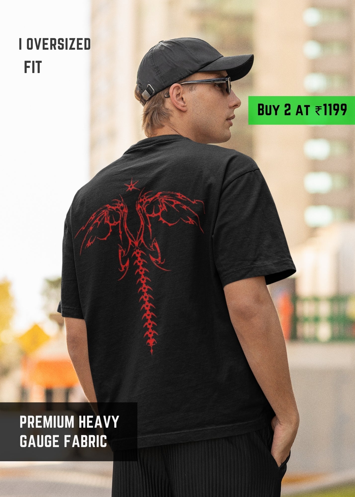 Dark Angel Spine Graphic Oversized T-Shirt | Premium oversize T-shirt | L-AURAA