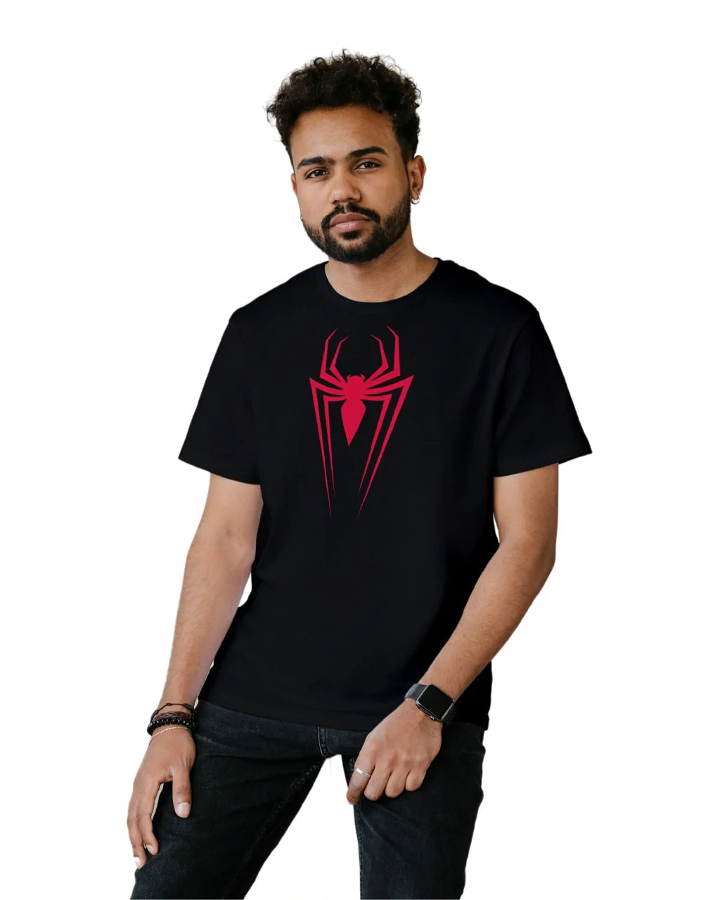 Spiderman Logo Printed Oversized T-Shirts Black | L-AURAA