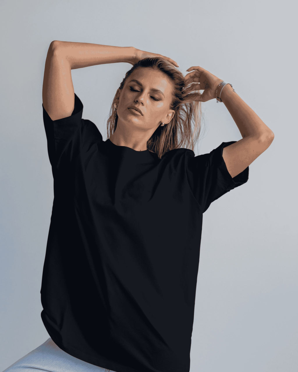 Women's Solid Premium Cotton | Oversized T-Shirt | L-AURAA