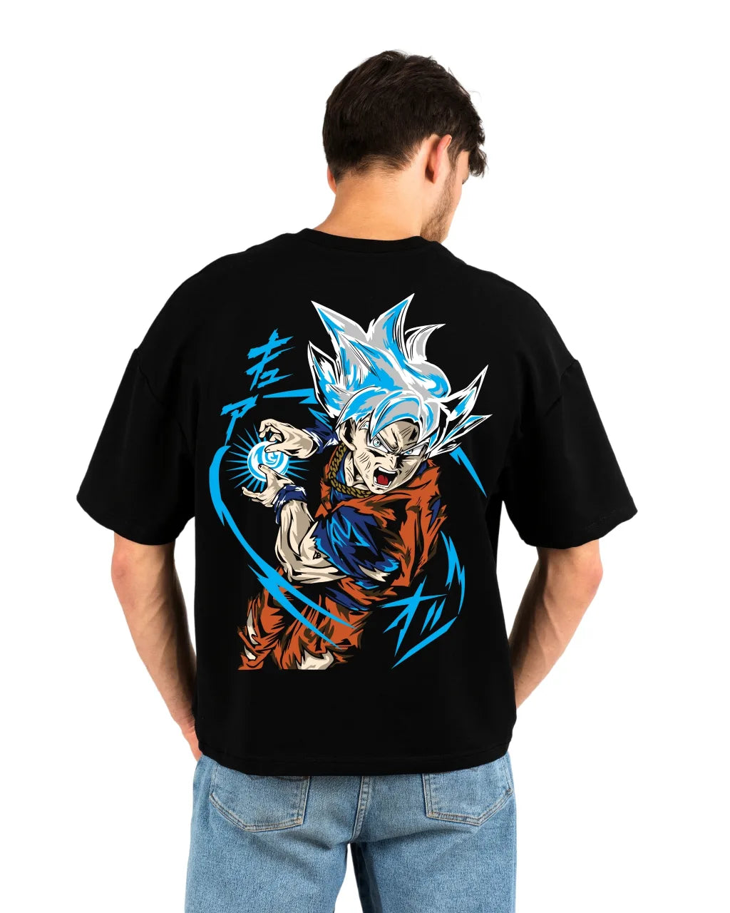 Goku Attack Mode Printed Round Neck Pure Cotton Black T-Shirt | L-AURAA