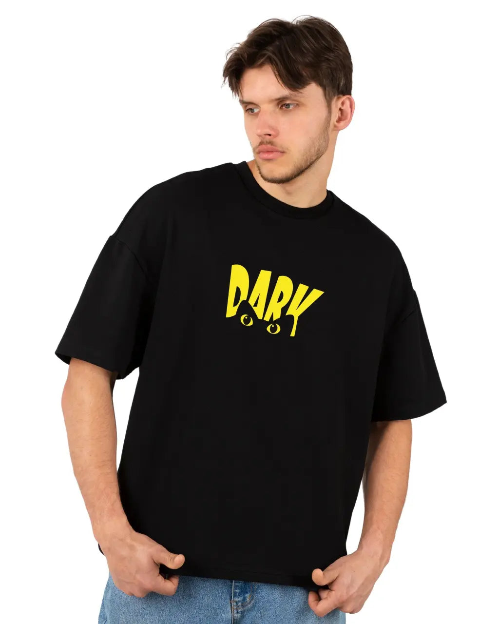 Dark Printed Oversized Black T-Shirt | L-AURAA