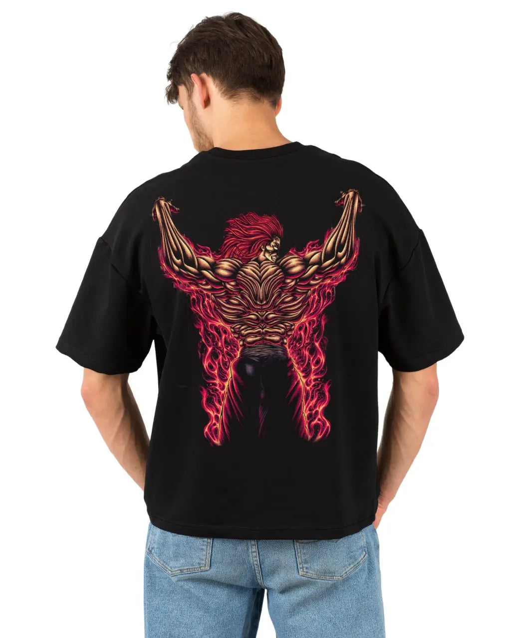 Bakki Hanma Printed Oversized Black T-shirt | L-AURAA