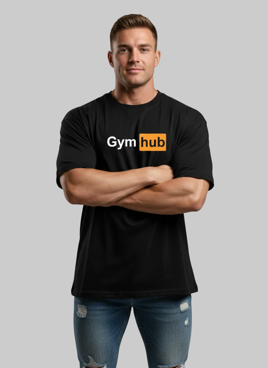 Gym Hub Black Oversized T-Shirt | Premium Streetwear Gym Tee | LAURAA