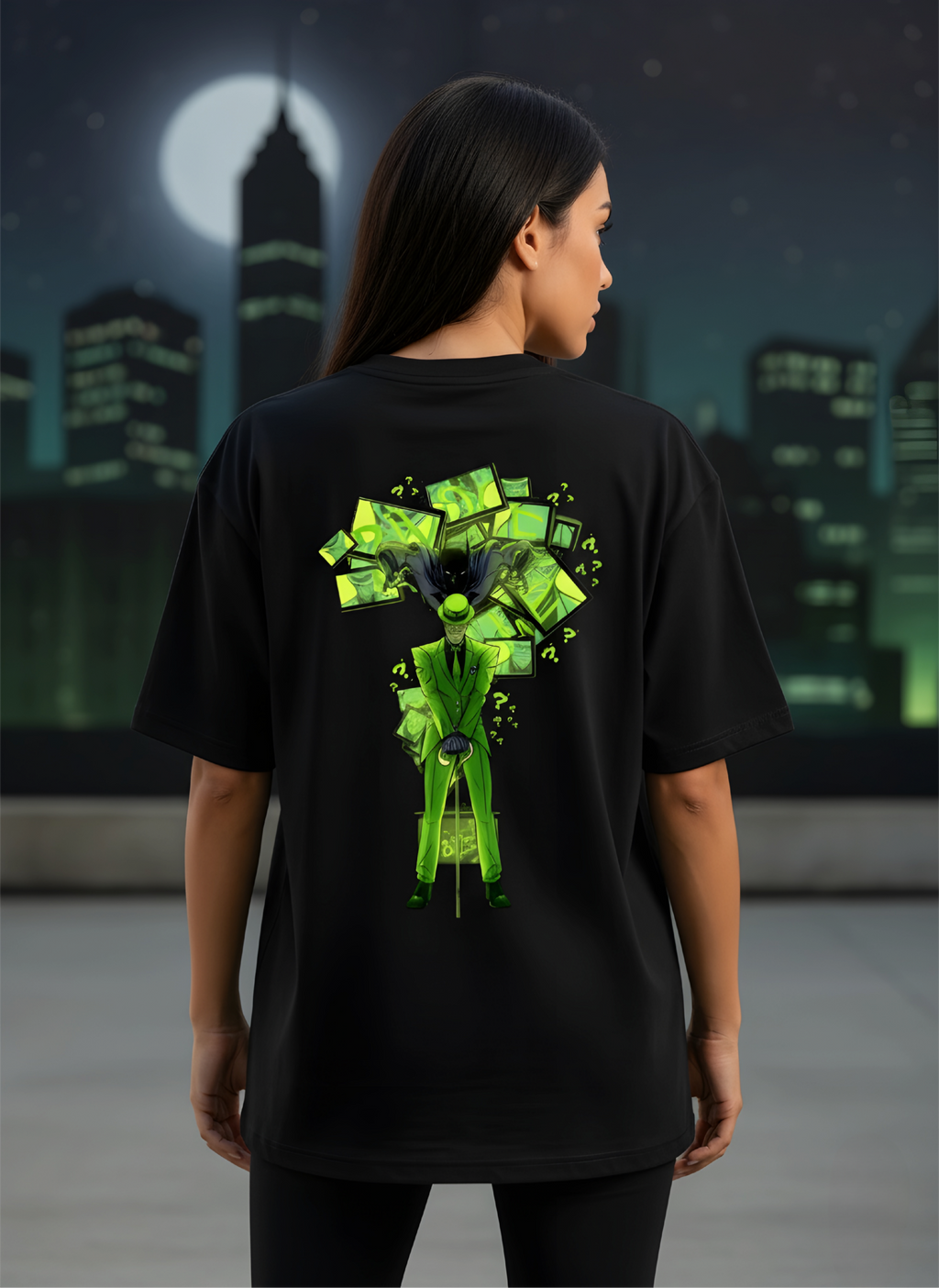 Riddle Strike Oversized Tee – Comic Villain Inspired | DC