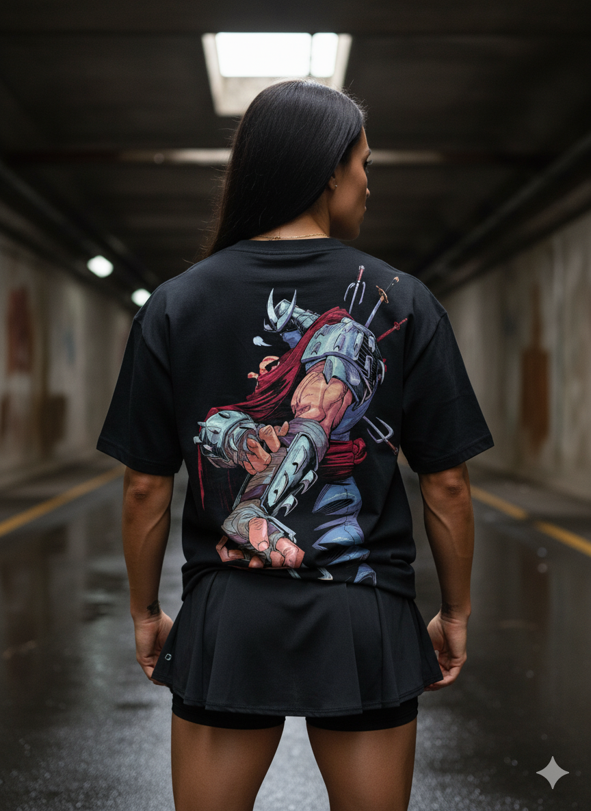 Shredder ninja TMNT Graphic Tee – Bold Anime Street Style – Black Oversized T-Shirt  | Premium Oversized 240Gsm Tshirt | TMNT