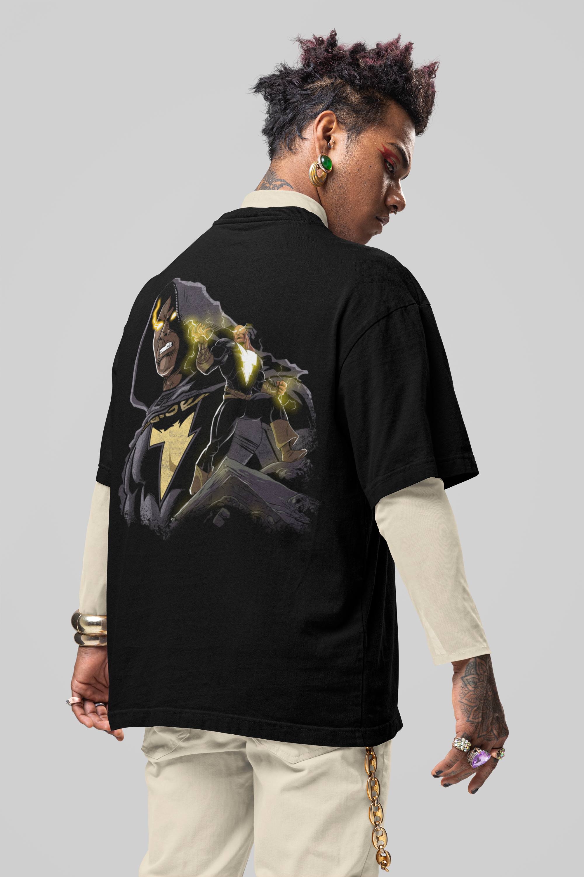 Black Adam Premium Oversize Printed T-shirt | Oversize T-Shirt | L-AURAA