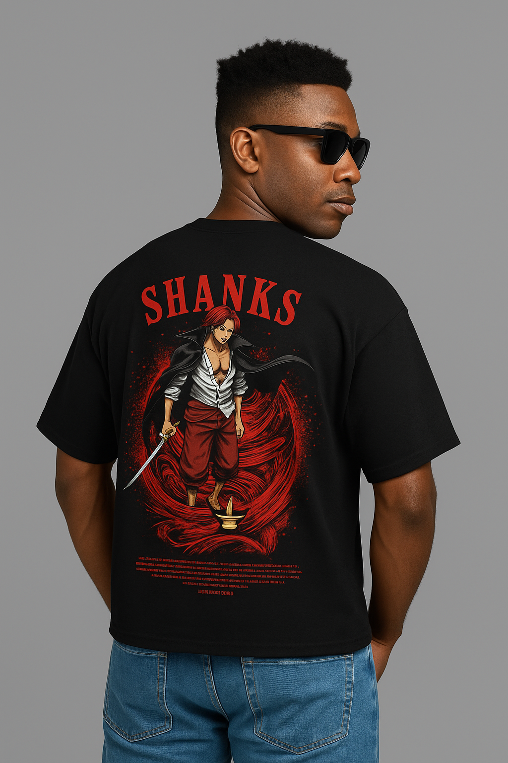 One piece shanks Printed Oversized T-Shirt | L-AURAA