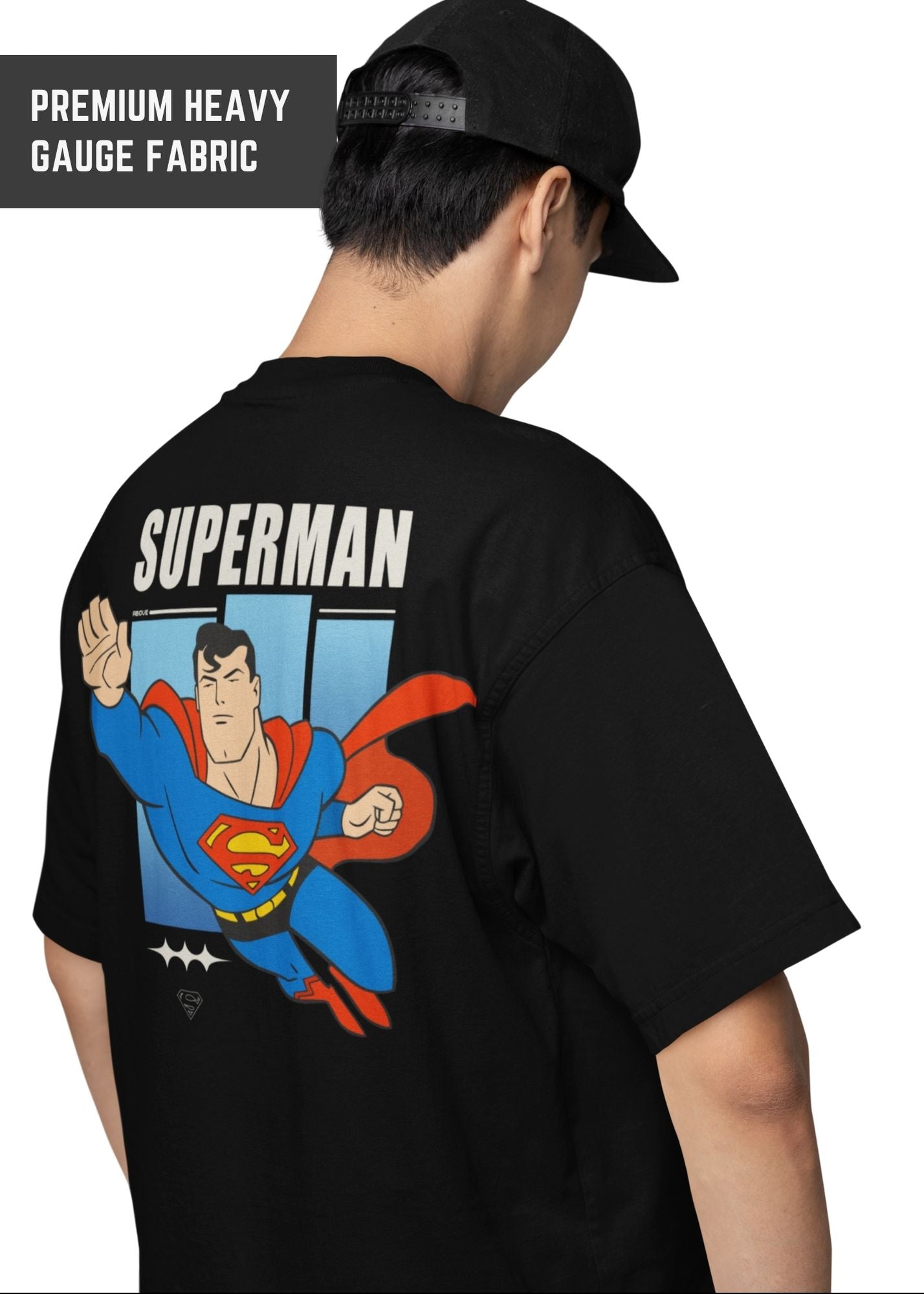 Superman – Black Oversized T-Shirt  | Premium Oversized 240Gsm Tshirt | DC Universe