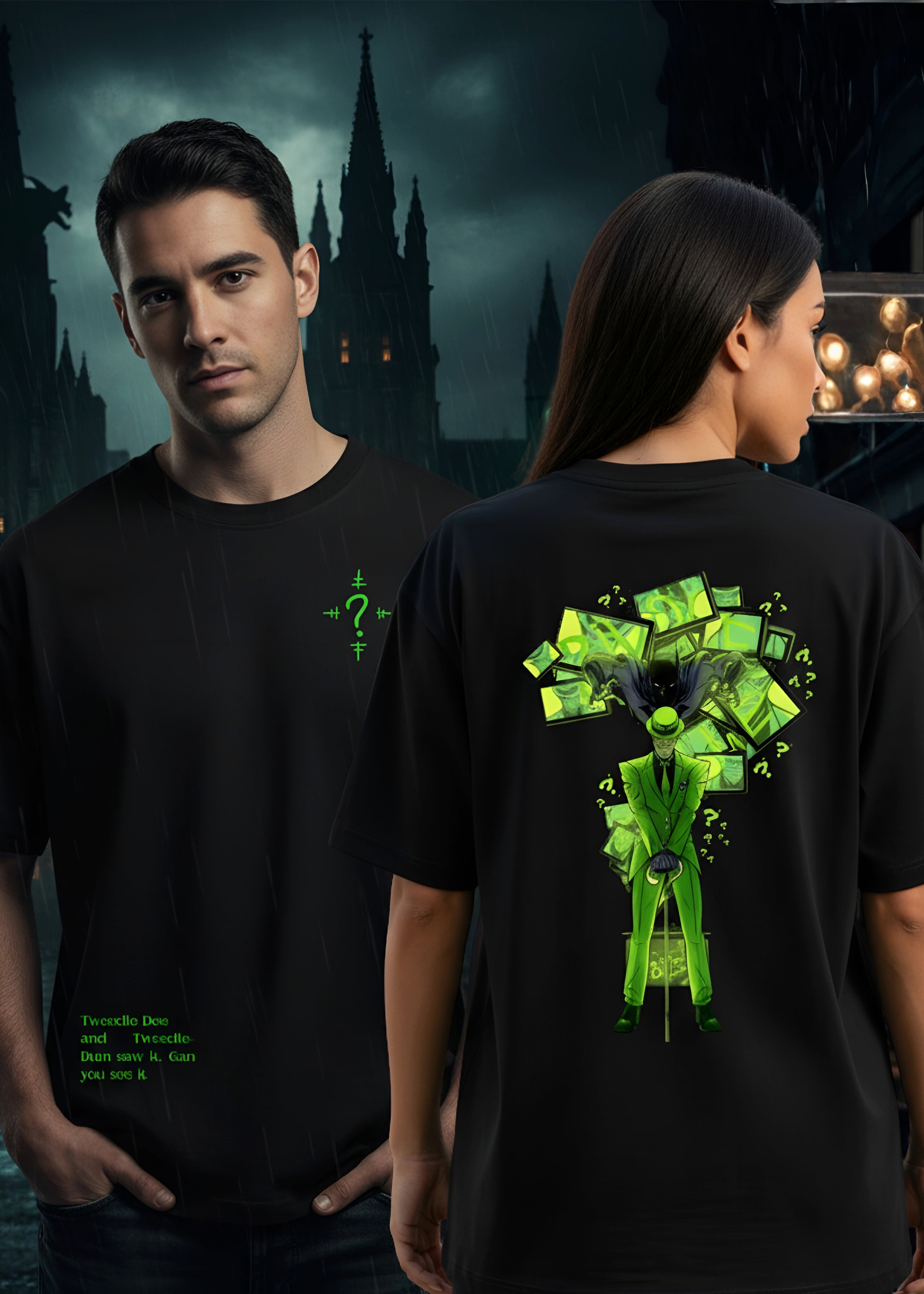 Riddle Strike Oversized Tee – Comic Villain Inspired | DC