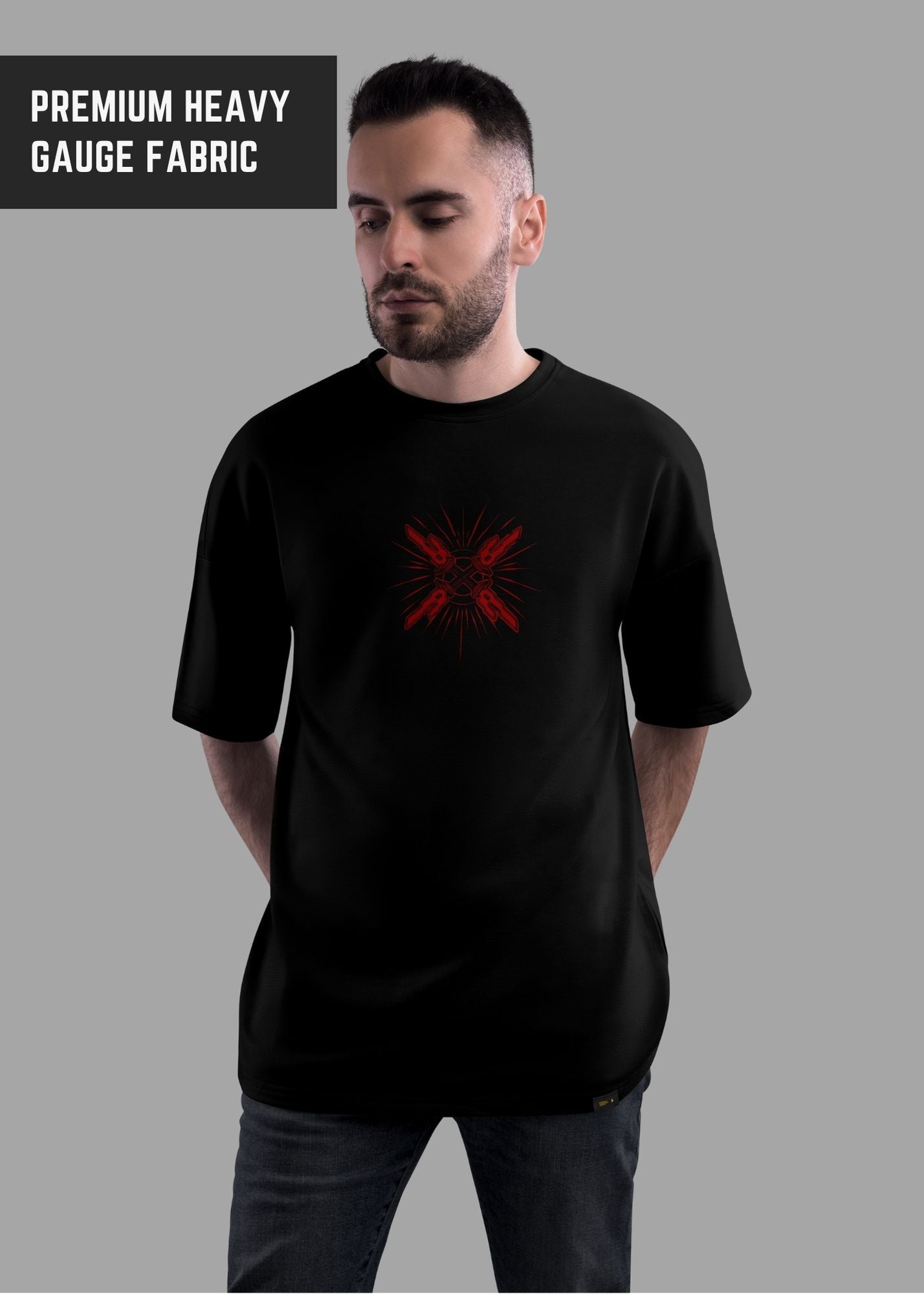Jutsu Oversized T-Shirt –  Chaos Edition– Black Oversized T-Shirt  | Premium Oversized 240Gsm Tshirt | Jutsu Kaisan