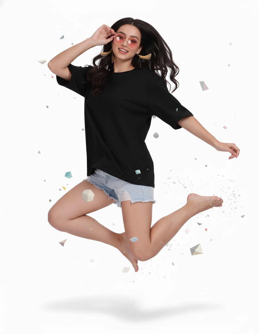 Women's Solid Premium Cotton | Drop-shoulder T-Shirt | L-AURAA | Plain