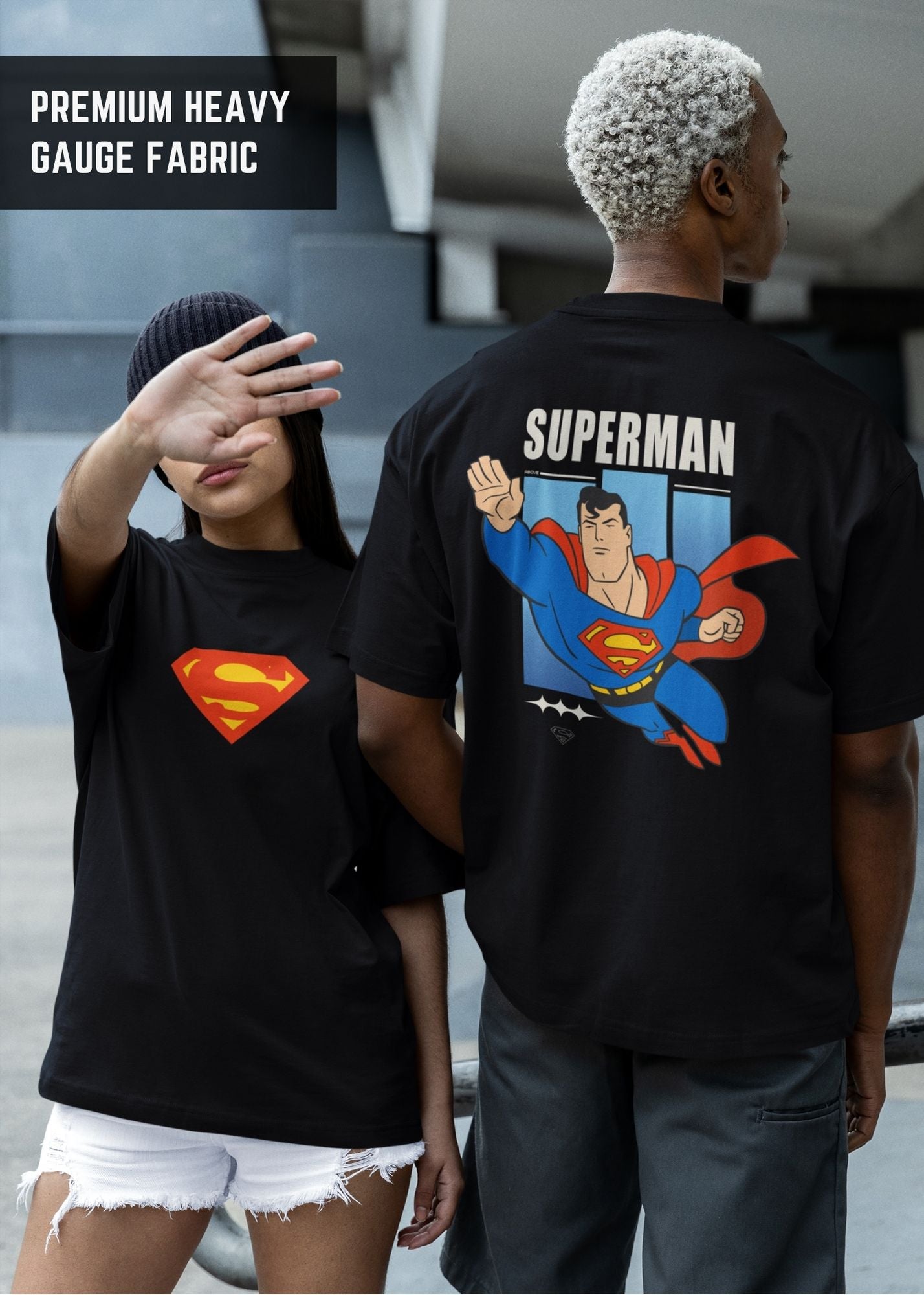 Superman – Black Oversized T-Shirt  | Premium Oversized 240Gsm Tshirt | DC Universe
