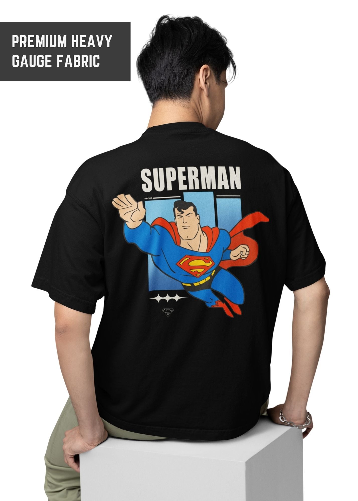 Superman – Black Oversized T-Shirt  | Premium Oversized 240Gsm Tshirt | DC Universe
