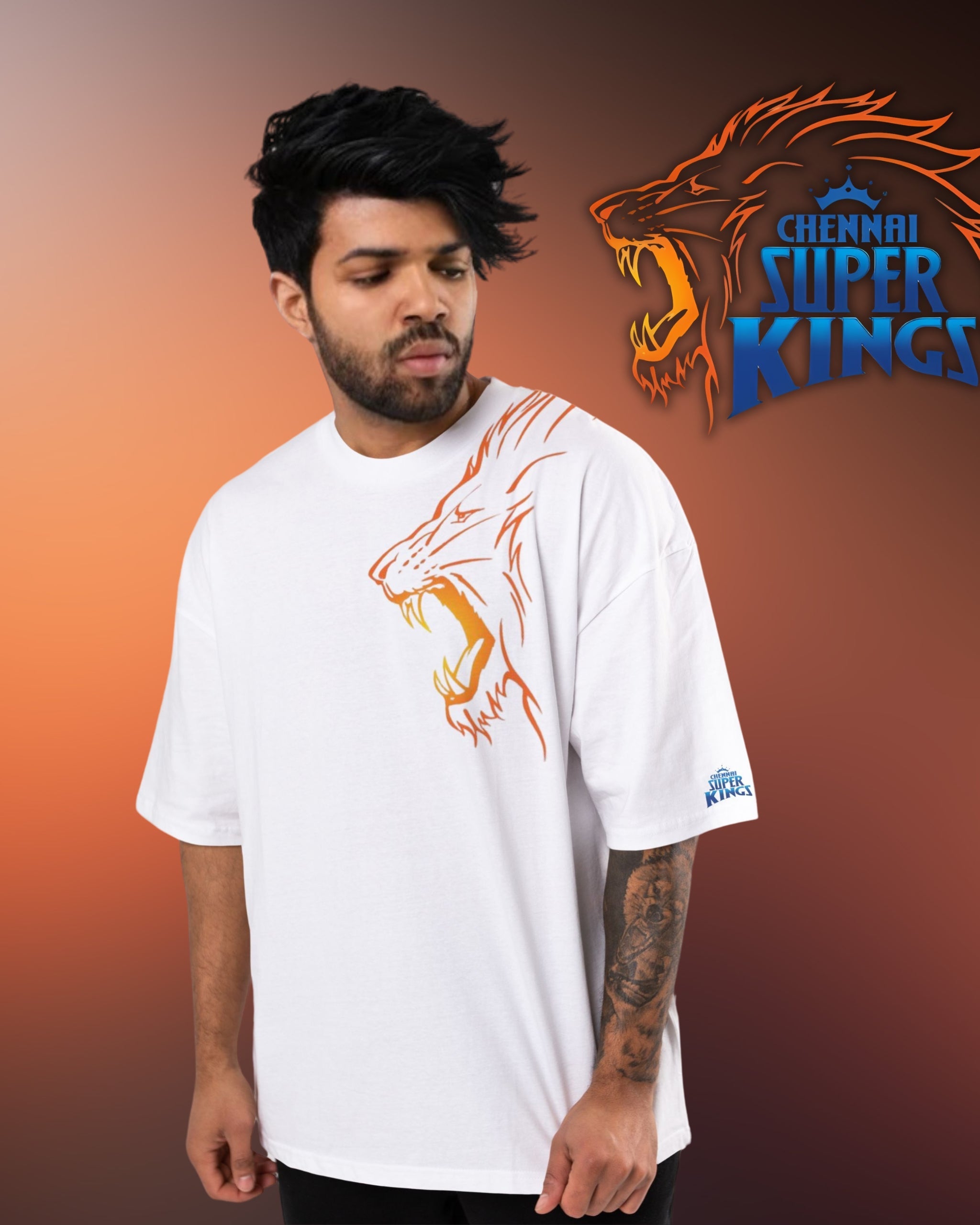 CSK IPL Chennai super kings Premium Lycra Cotton | Oversized T-Shirt | L-AURAA