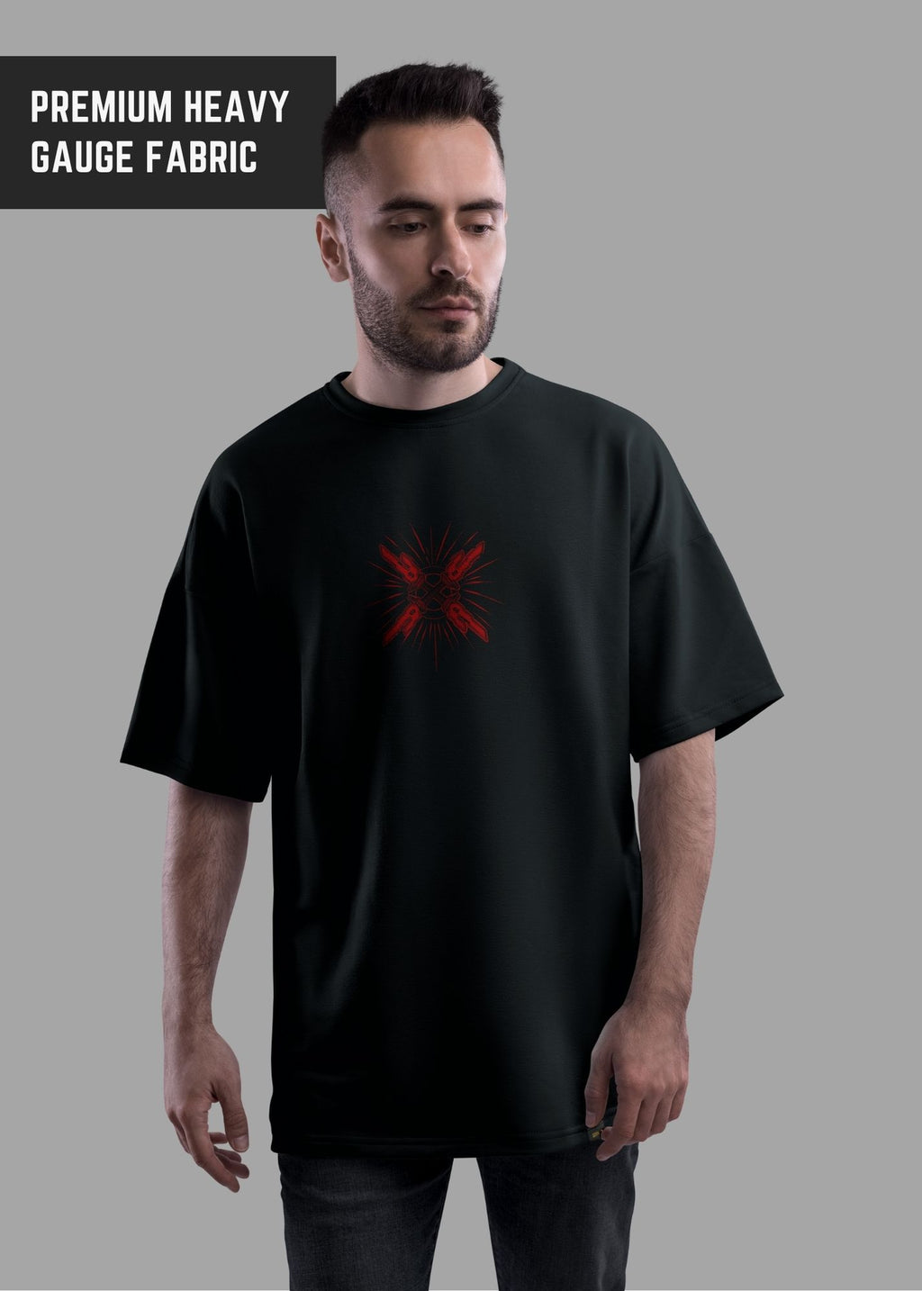 Jutsu Oversized T-Shirt –  Chaos Edition– Black Oversized T-Shirt  | Premium Oversized 240Gsm Tshirt | Jutsu Kaisan