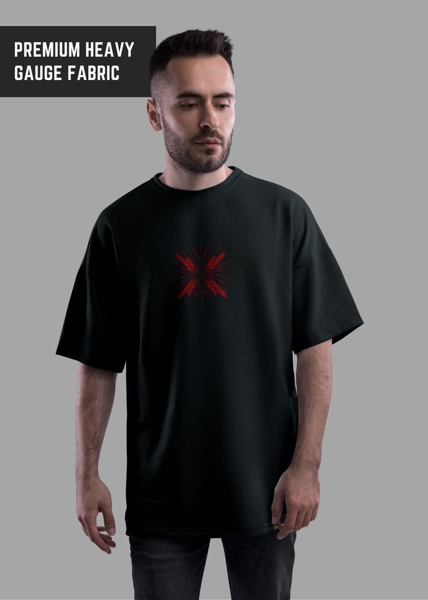 Jutsu Oversized T-Shirt –  Chaos Edition– Black Oversized T-Shirt  | Premium Oversized 240Gsm Tshirt | Jutsu Kaisan
