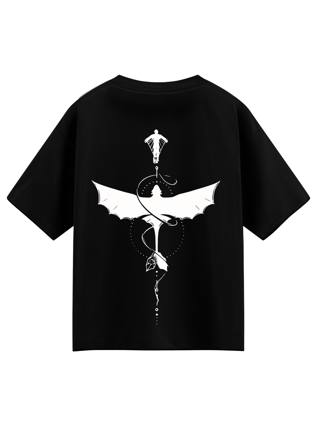 Shadow Flight Dragon Graphic Tee – Oversized Black Unisex T-Shirt