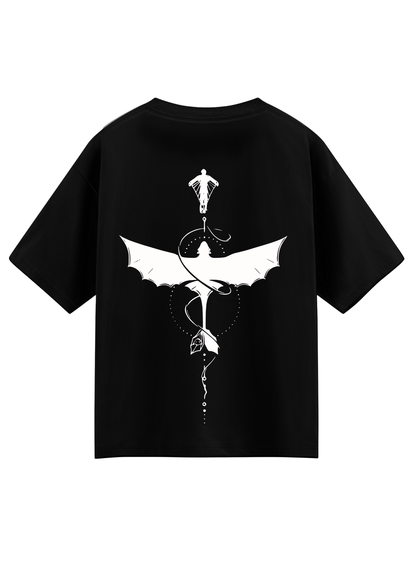 Shadow Flight Dragon Graphic Tee – Oversized Black Unisex T-Shirt