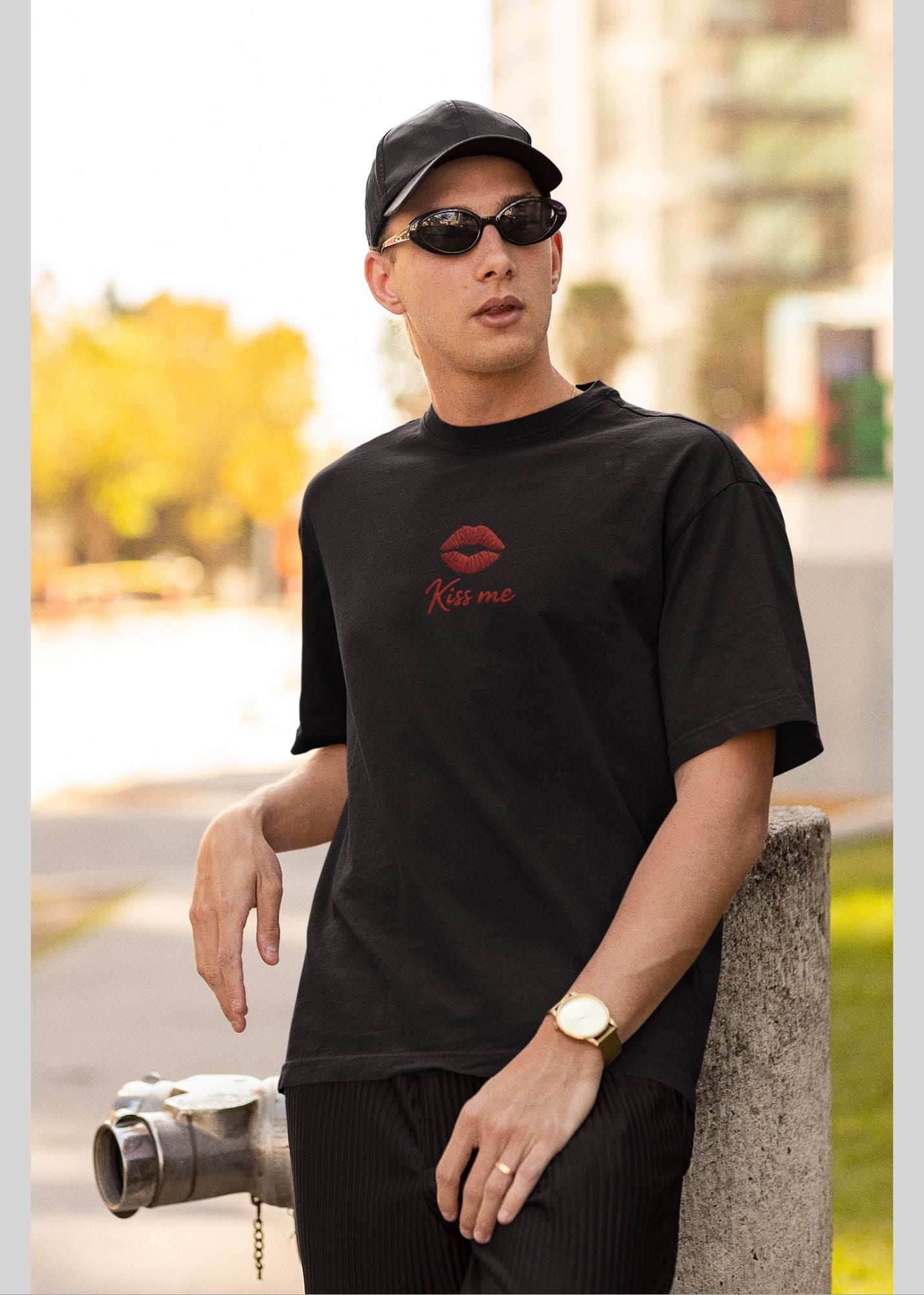 Kiss Me Premium Oversized 240Gsm Tshirt | Love