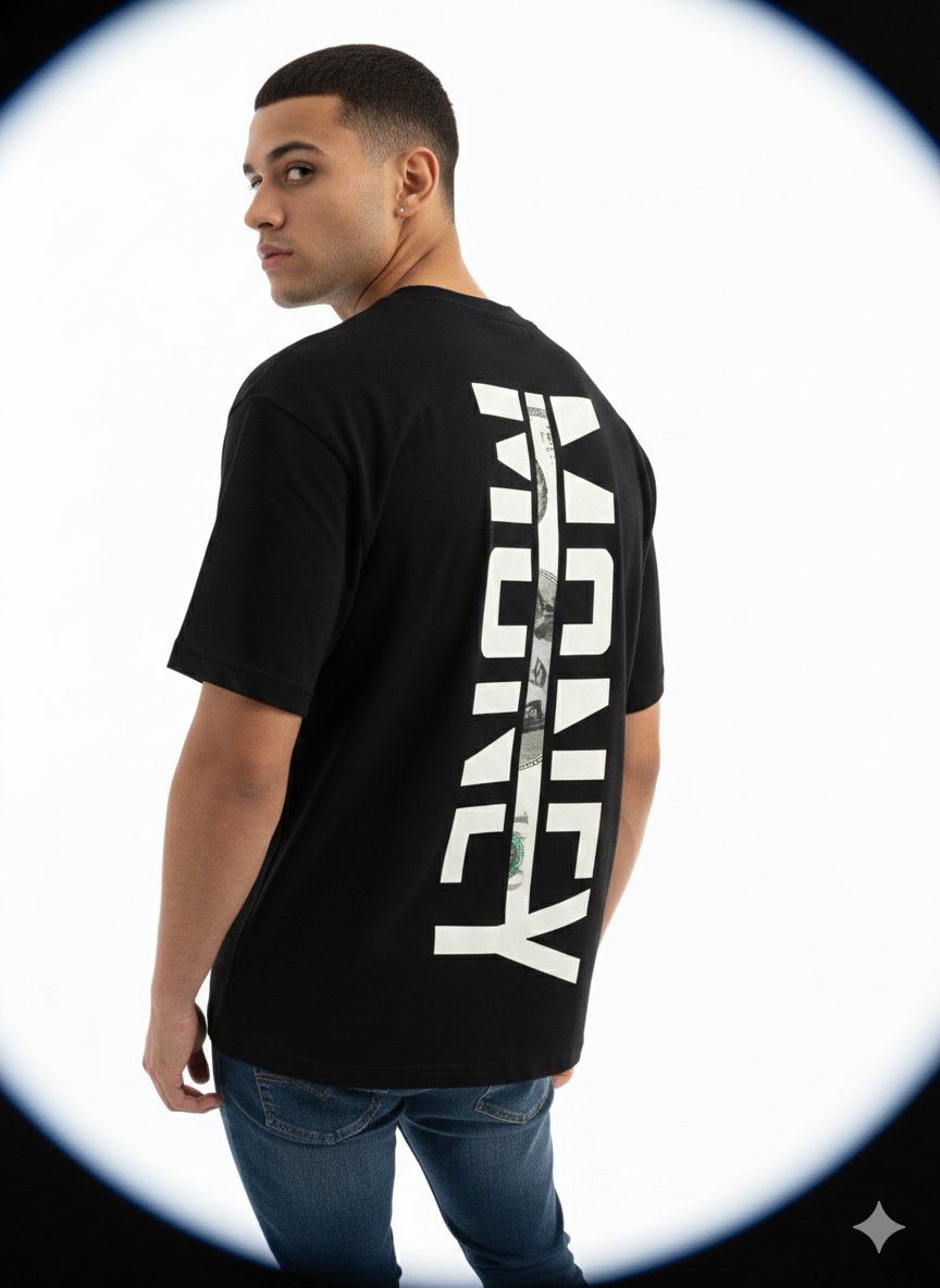 KENZFY Black Oversized T-Shirt | Modern Street Fit | LAURAA