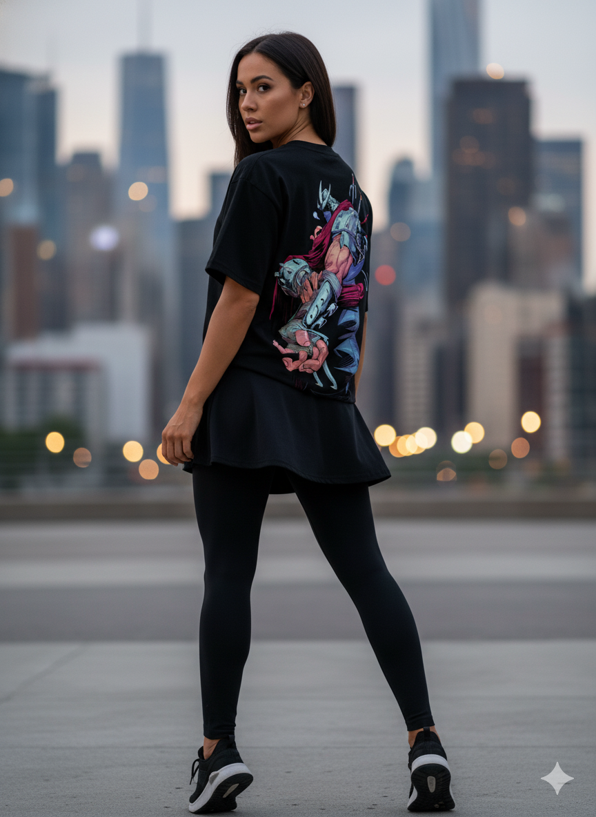 Shredder ninja TMNT Graphic Tee – Bold Anime Street Style – Black Oversized T-Shirt  | Premium Oversized 240Gsm Tshirt | TMNT