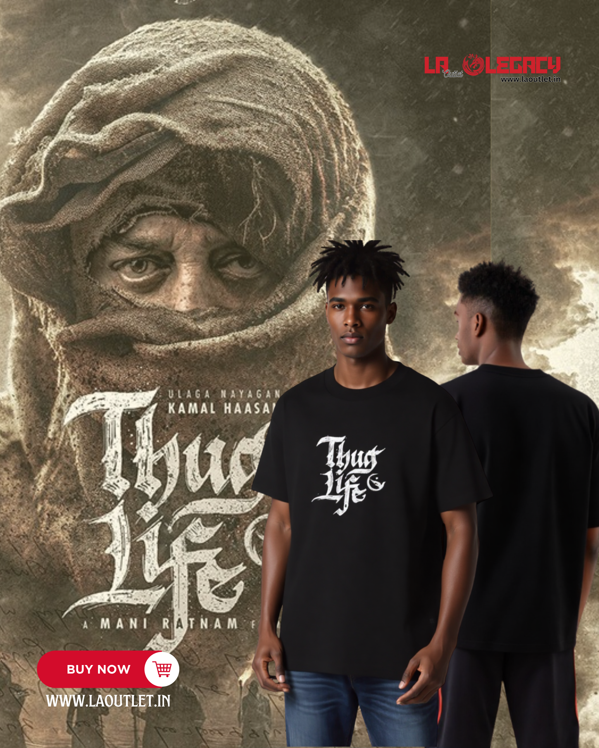 Thug life | Puff Print |Premium Oversized T-Shirt | L-AURAA